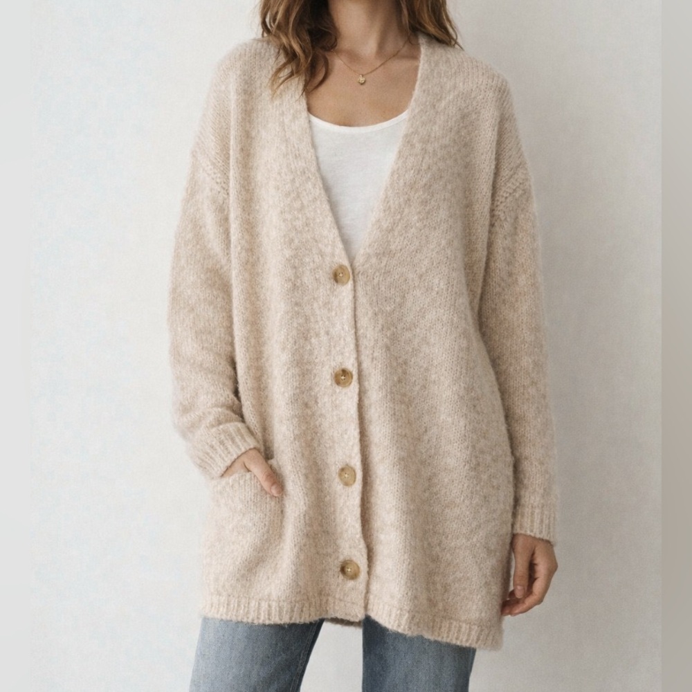 Womens Forte Forte Italy Alpaca Blend Oversized Cardigan Sweater, Cream, size M